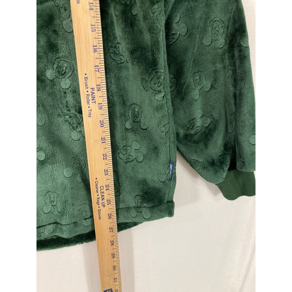 Disney Spirit Jersey Adults XS Green Mickey Mouse Faux Fur Mixed Media Pullover - Picture 4 of 8